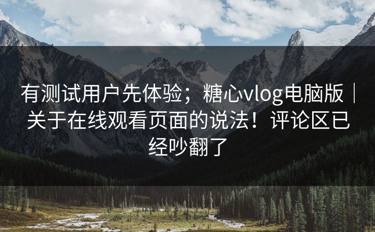 有测试用户先体验；糖心vlog电脑版｜关于在线观看页面的说法！评论区已经吵翻了