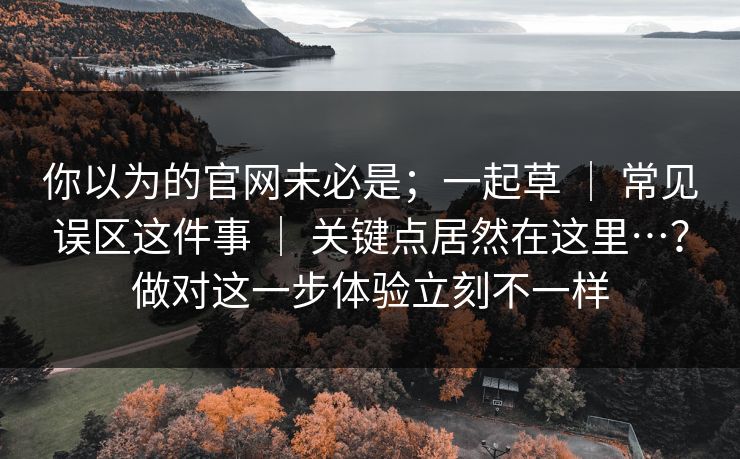 你以为的官网未必是;一起草 | 常见误区这件事 | 关键点居然在这里…?做对这一步体验立刻不一样 你以为的官网未必是;一起草 | 常见误区这件事 | 关键点居然在这里…?做对这一步体验立刻不一样